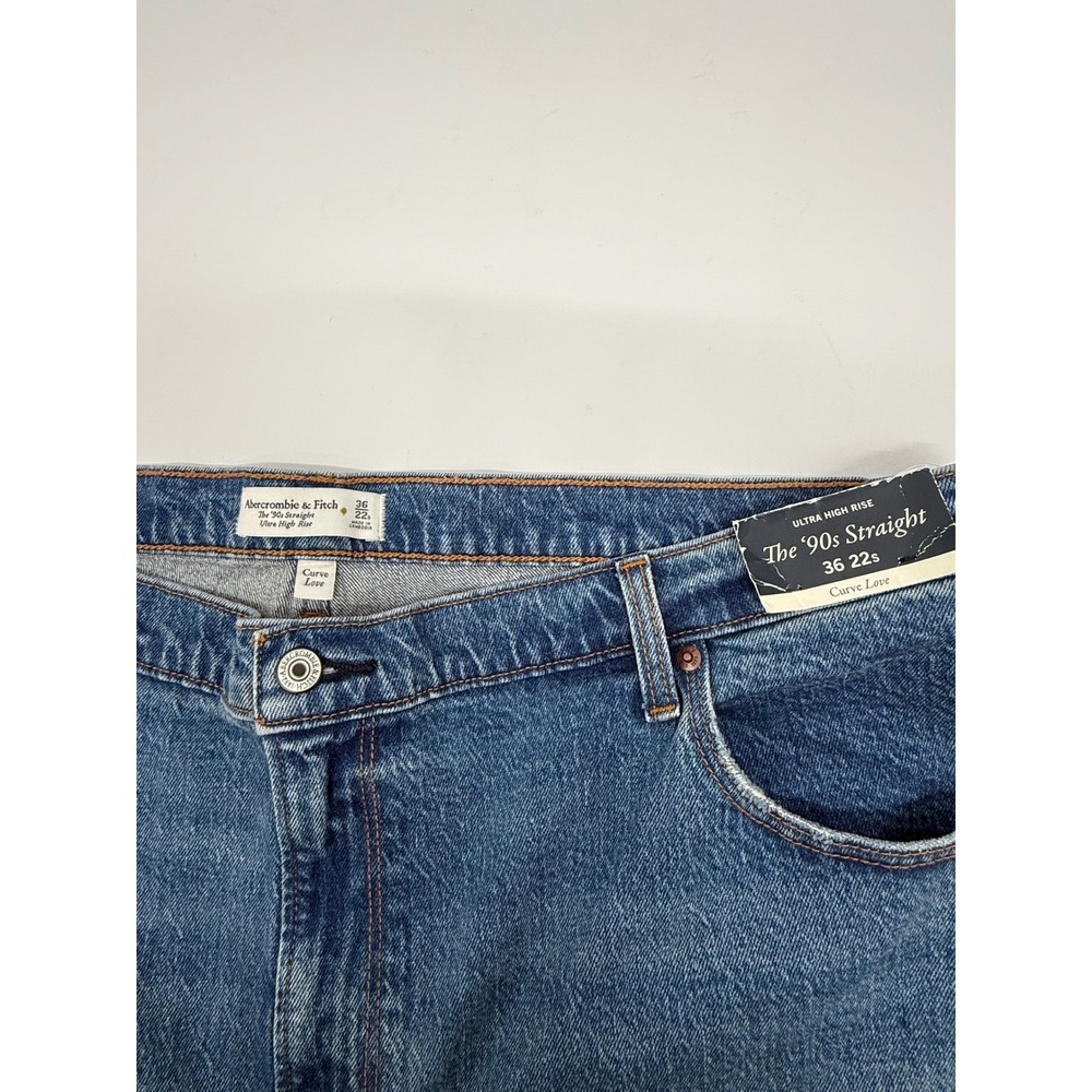 Abercrombie & Fitch 90s Straight Ultra High Rise Curve Love Jeans Blue 36 22s - Picture 3 of 5